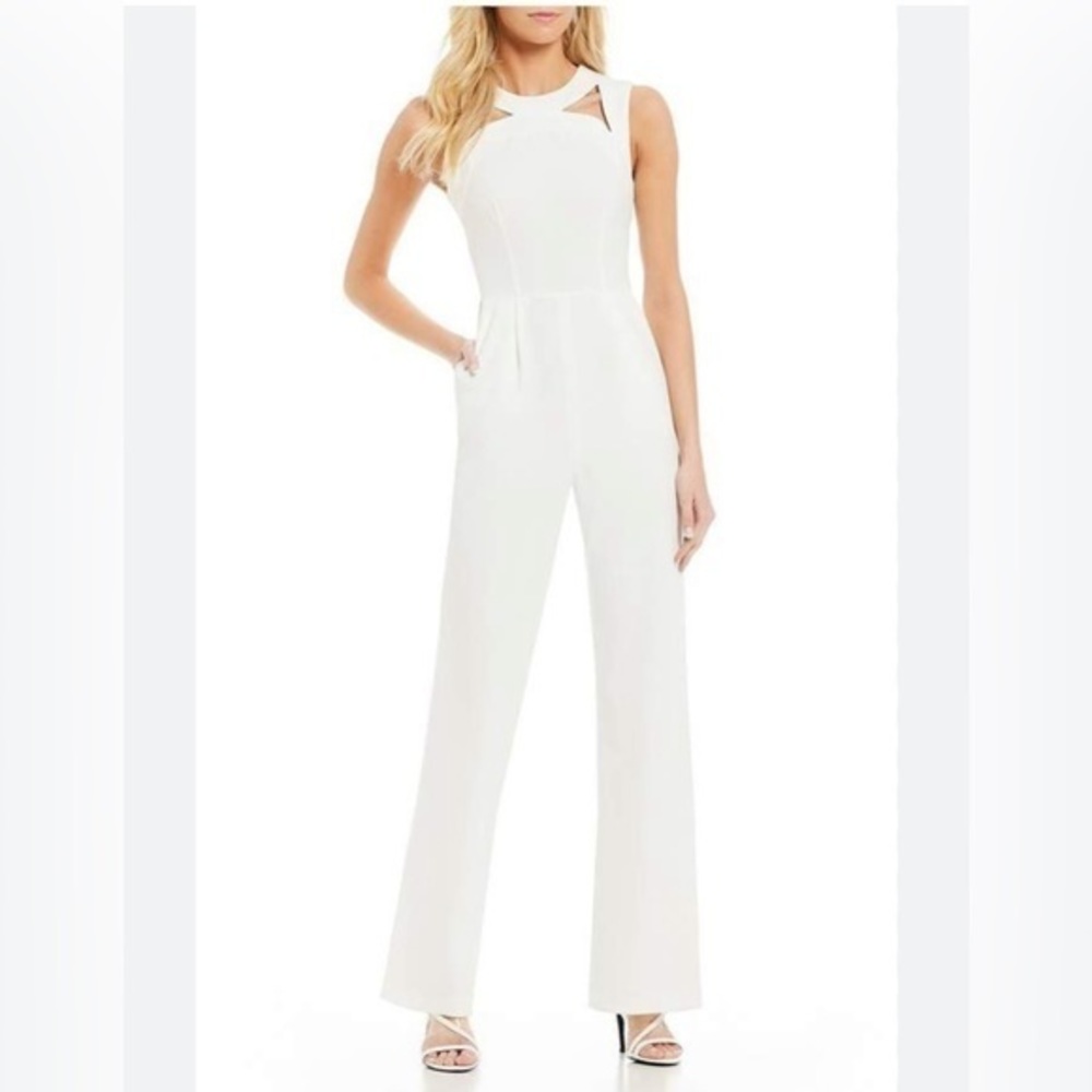 Calvin Klein Sleevless Cut Out Stretch jumpsuit white